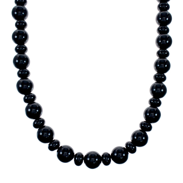 Authentic Onyx Sterling Silver Native American Bead Necklace NX12438