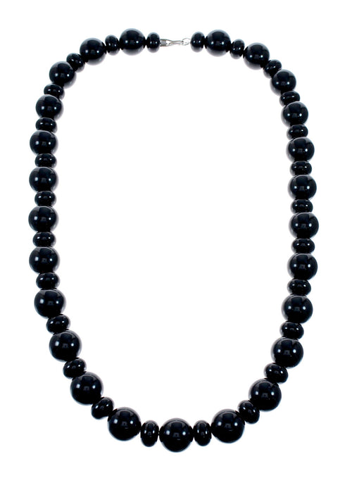 Authentic Onyx Sterling Silver Native American Bead Necklace NX12438