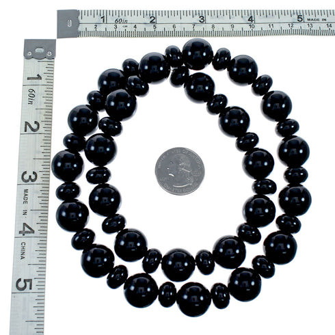 Authentic Onyx Sterling Silver Native American Bead Necklace NX12438