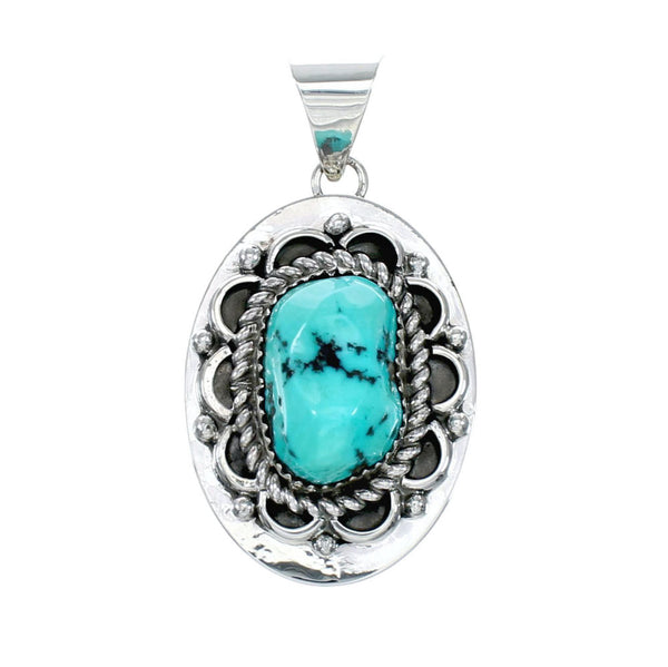 Premium Navajo Turquoise Sterling Silver Pendant NX12425