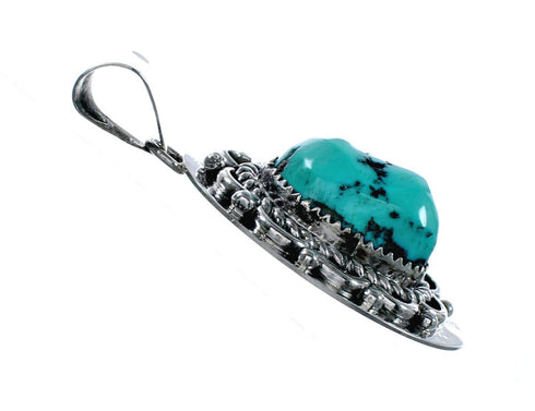 Premium Navajo Turquoise Sterling Silver Pendant NX12425
