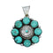 Native American Concho Turquoise Sterling Silver Pendant NX12428