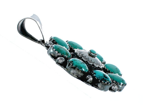 Native American Concho Turquoise Sterling Silver Pendant NX12428