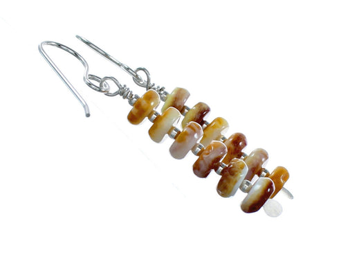 Genuine Sterling Silver Oyster Shell Bead Hook Dangle Earrings NX12423