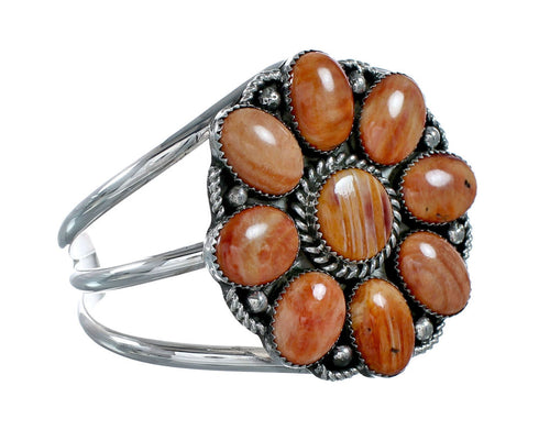 Native American Oyster Shell Multi-Stone Sterling Silver Cuff Bracelet NX12448