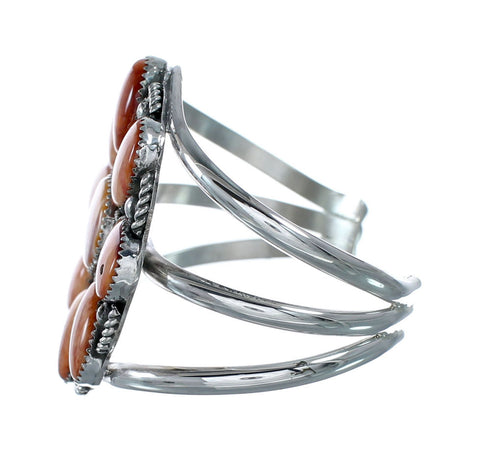 Native American Oyster Shell Multi-Stone Sterling Silver Cuff Bracelet NX12448