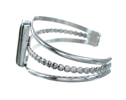 Navajo Sterling Silver And Multicolor Inlay Southwest Cuff Bracelet NX12465