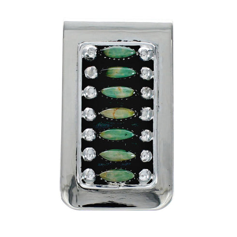 Navajo Turquoise Sterling Silver Multistone Money Clip NX12471