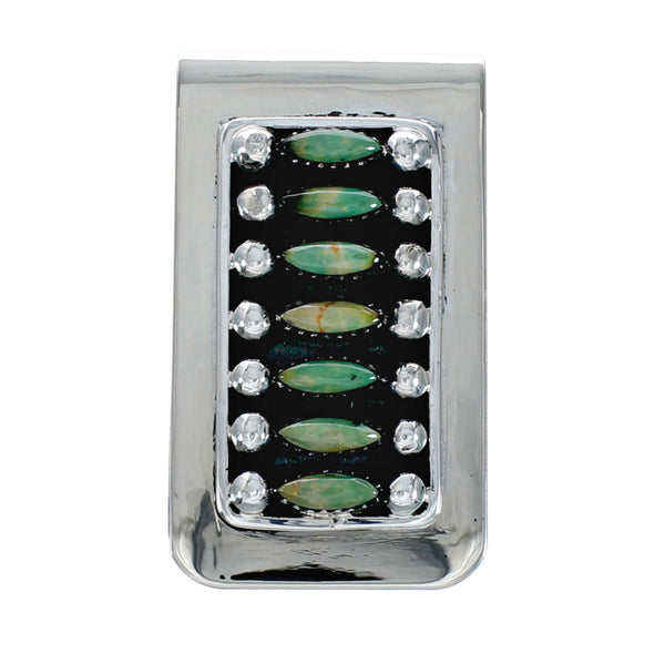 Navajo Turquoise Sterling Silver Multistone Money Clip NX12471