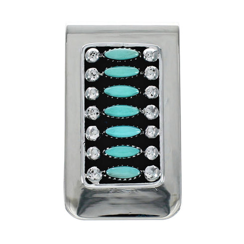 Navajo Turquoise Sterling Silver Multistone Money Clip NX12470