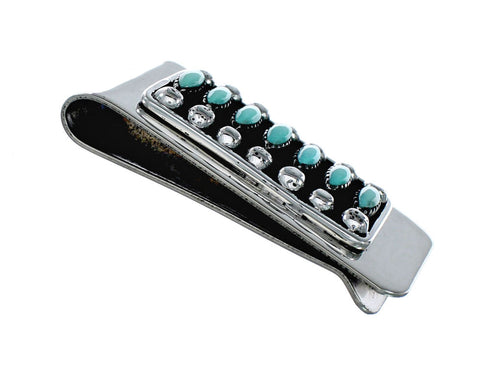 Navajo Turquoise Sterling Silver Multistone Money Clip NX12470