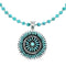 Sterling Silver Turquoise Needlepoint Pendant Navajo Bead Necklace Set NX12487