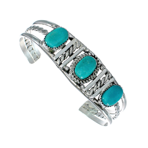 Navajo Turquoise Sterling Silver Native American Cuff Bracelet NX12457