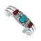 Native American Navajo Turquoise And Coral Sterling Silver Cuff Bracelet NX12462
