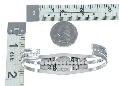 Native American Navajo Turquoise And Coral Sterling Silver Cuff Bracelet NX12462