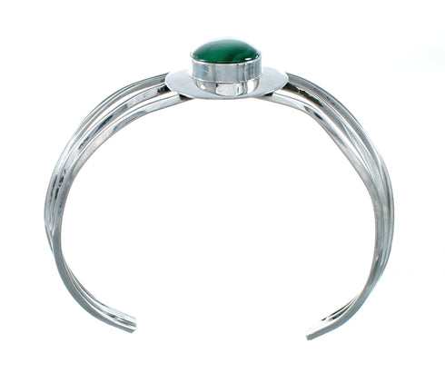 Malachite Sterling Silver Tear Drop Navajo Chevron Cuff Bracelet NX12460