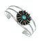 Navajo Turquoise Coral Needlepoint Sterling Silver Cuff Bracelet NX12459