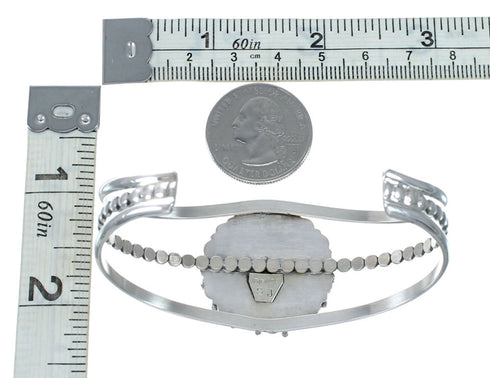 Navajo Turquoise Coral Needlepoint Sterling Silver Cuff Bracelet NX12459