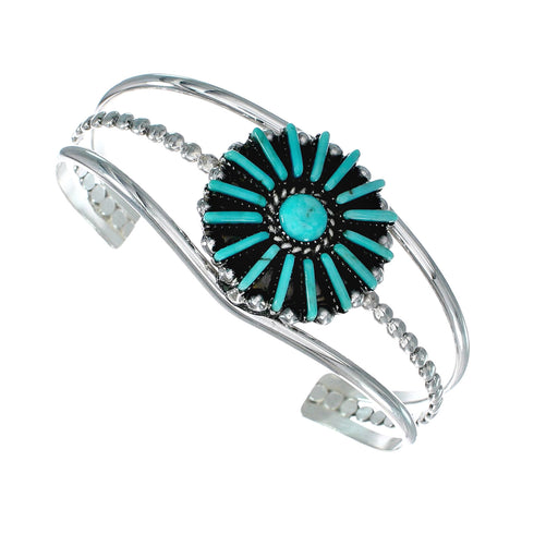 Navajo Turquoise Needlepoint Sterling Silver Cuff Bracelet NX12469