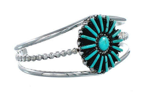 Navajo Turquoise Needlepoint Sterling Silver Cuff Bracelet NX12469