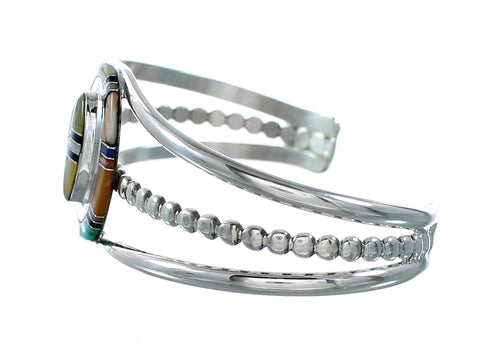 Navajo Multicolor Authentic Sterling Silver Cuff Bracelet NX12509