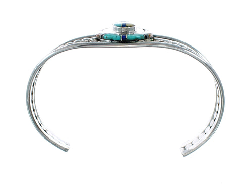 Navajo Multicolor Authentic Sterling Silver Cuff Bracelet NX12509