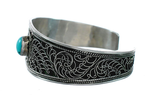 Native American Genuine Sterling Silver Turquoise Cuff Bracelet NX12461