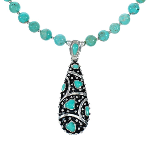 Genuine Navajo Turquoise Sterling Silver Necklace NX12479