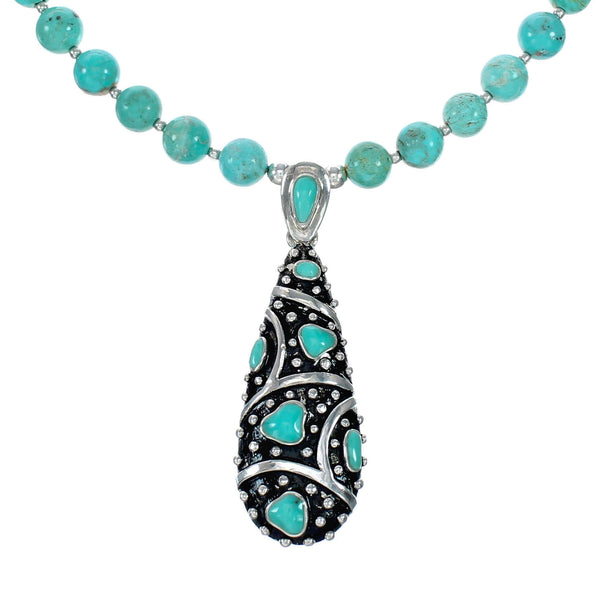 Genuine Navajo Turquoise Sterling Silver Necklace NX12479
