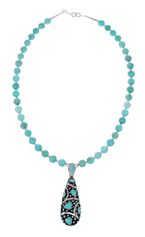 Genuine Navajo Turquoise Sterling Silver Necklace NX12479