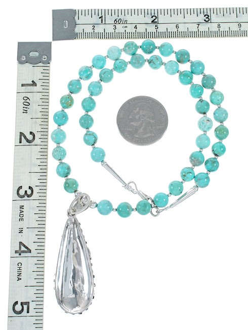 Genuine Navajo Turquoise Sterling Silver Necklace NX12479