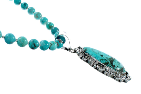 Native American Navajo Kingman Turquoise Sterling Silver Necklace NX12478