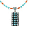 Navajo Turquoise Coral Sterling Silver Inlay Pendant Bead Necklace Set NX12484