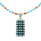 Navajo Turquoise Coral Sterling Silver Inlay Pendant Bead Adjustable Necklace Set NX12485