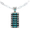 Navajo Turquoise Coral Sterling Silver Inlay Pendant Link Necklace Set NX12495