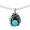 Native American Sterling Silver Turquoise Link Chain Pendant Necklace Set NX12496