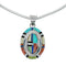 Navajo Sterling Silver Italian Snake Chain Multicolor Sterling Silver Pendant NX12494