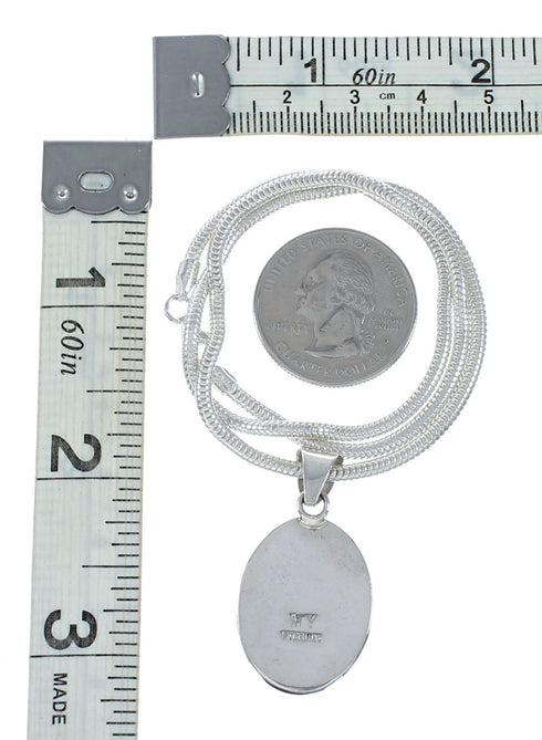 Navajo Sterling Silver Italian Snake Chain Multicolor Sterling Silver Pendant NX12494