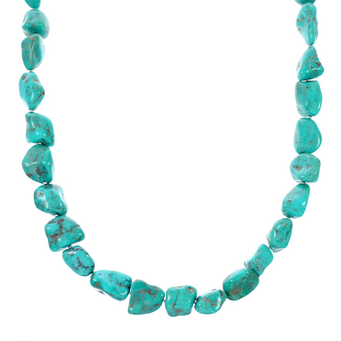Kingman Navajo Turquoise Sterling Silver Bead Necklace NX12476