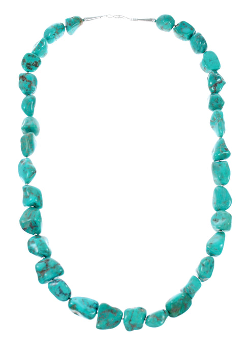Kingman Navajo Turquoise Sterling Silver Bead Necklace NX12476