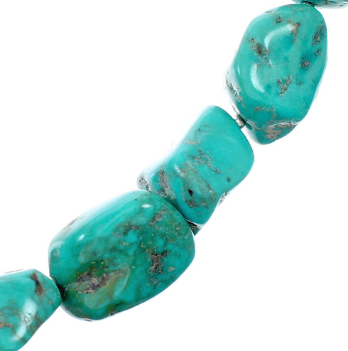 Kingman Navajo Turquoise Sterling Silver Bead Necklace NX12476