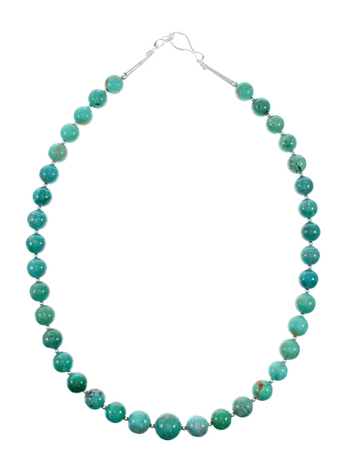 Navajo Turquoise Sterling Silver Bead Native American Necklace NX12480