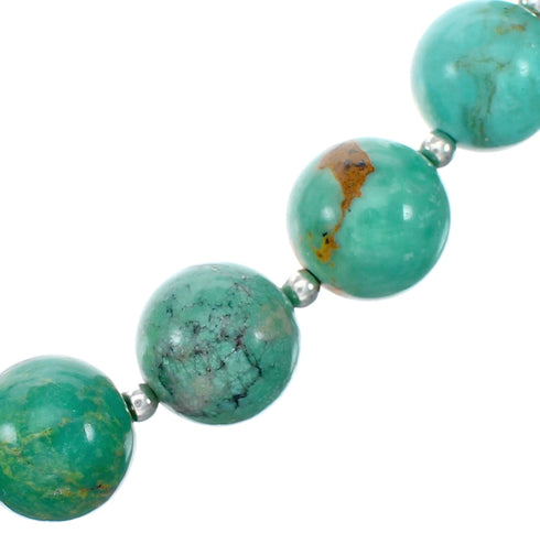 Navajo Turquoise Sterling Silver Bead Native American Necklace NX12480