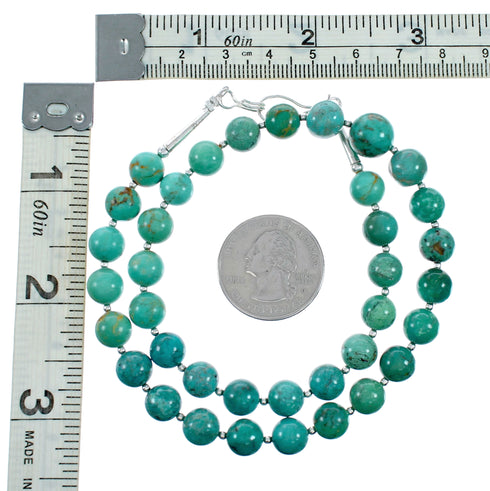 Navajo Turquoise Sterling Silver Bead Native American Necklace NX12480