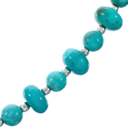 Navajo Turquoise Sterling Silver Bead Necklace NX12481