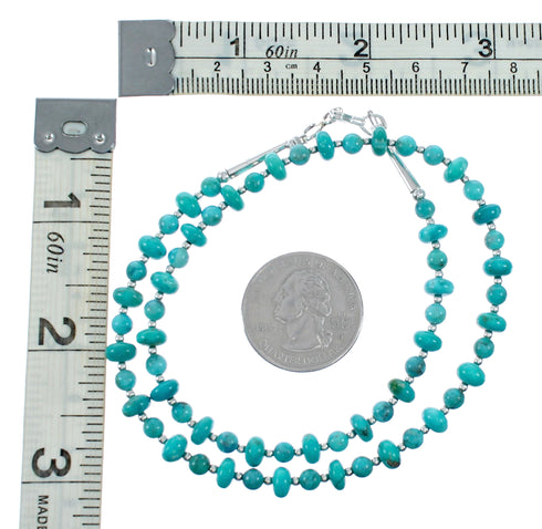 Navajo Turquoise Sterling Silver Bead Necklace NX12481