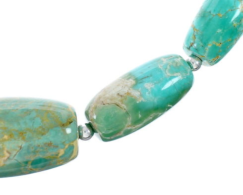 Genuine Navajo Carico Lake Turquoise Sterling Silver Bead Necklace NX12473