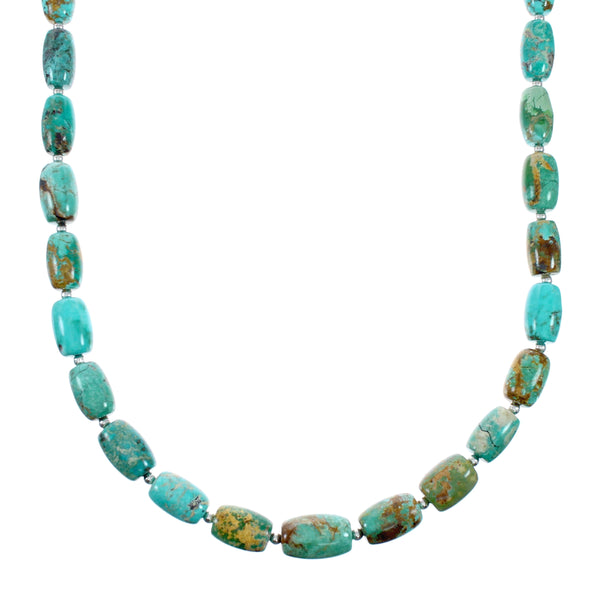 Genuine Native American Navajo Carico Lake Turquoise Sterling Silver Bead Necklace NX12474