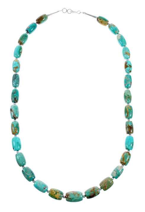 Genuine Native American Navajo Carico Lake Turquoise Sterling Silver Bead Necklace NX12474