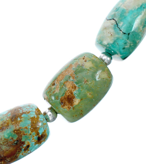Genuine Native American Navajo Carico Lake Turquoise Sterling Silver Bead Necklace NX12474